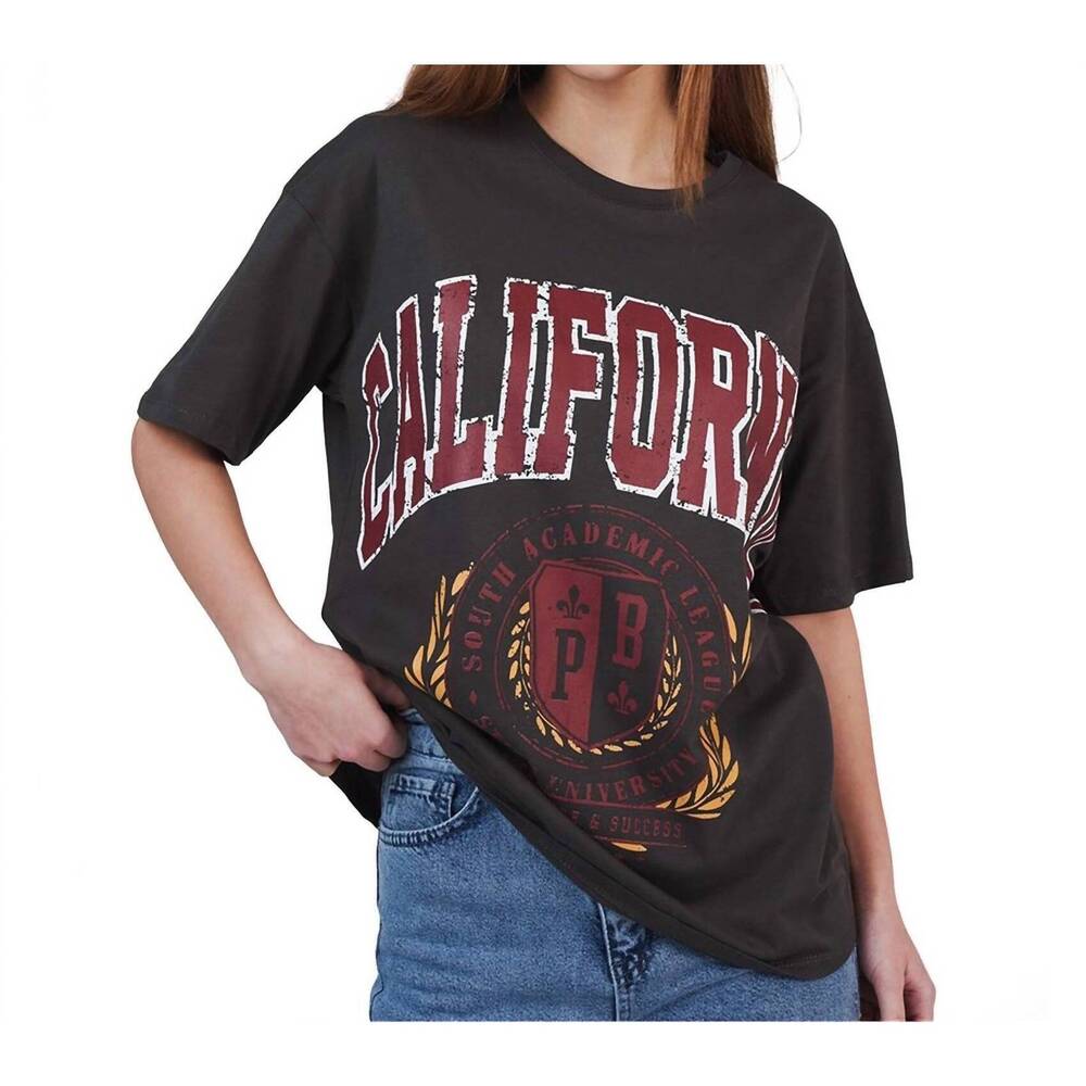 NEW AMBAR california printed short sleeve tshirt in anthracite